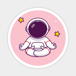 Cute Astronaut Yoga In Space Magnet